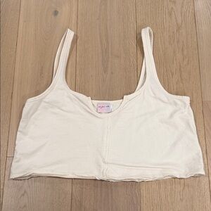 Out From Under Cream Cropped Tank Top Size Large